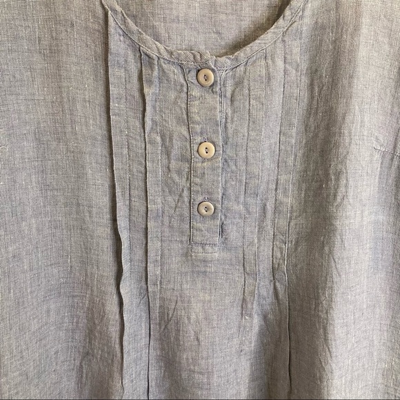 FLAX Sz M Oversized 100% Linen Flowy  Knee Length Cool Comfort Dress - Picture 2 of 7